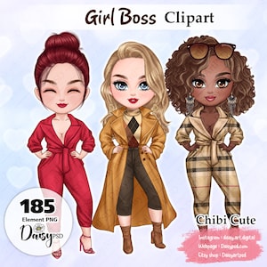Girl Boss Clipart, Boss Lady Clipart, Business Woman Clipart, Best Friend Clipart, Sister Clipart,  Planner Girl Clipart.