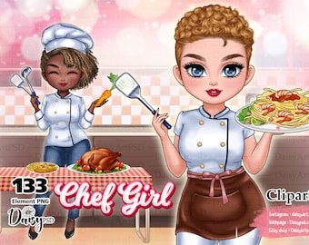 Chef Girl Clipart: Female Cook PNG (Digital Download)
