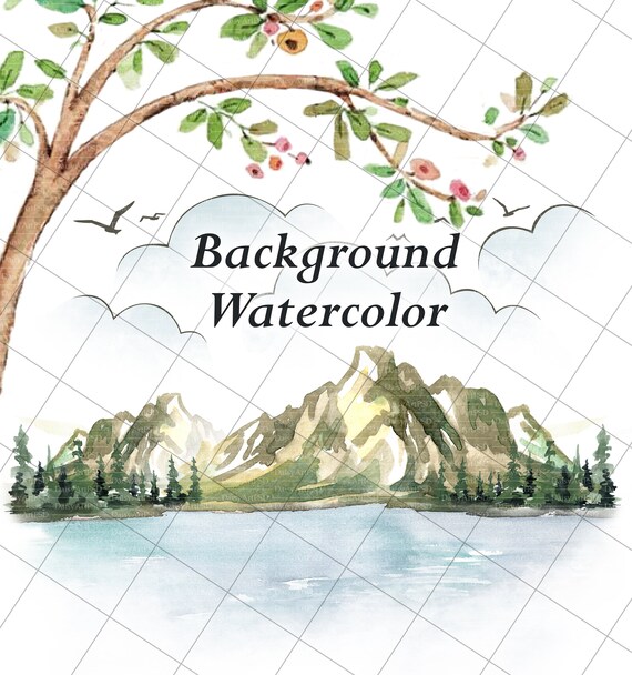 Watercolor landscape wallpaper/background PNG | Etsy