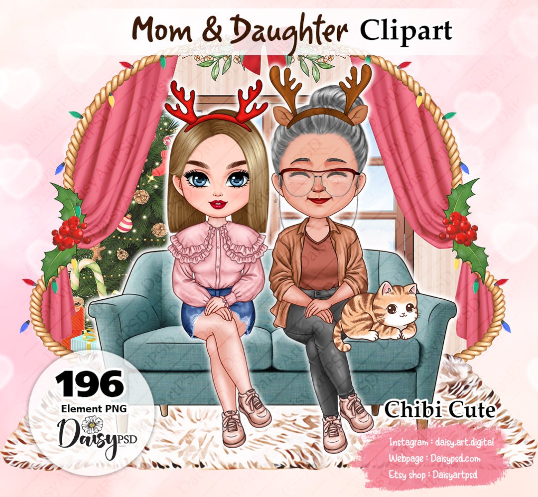 Mom and Daughter Clipart, Best Friends Clipart, Besties Clipart, Soul ...