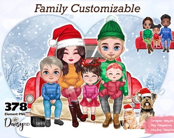 Family Christmas Clipart: Cozy Winter Graphics (Digital Download)