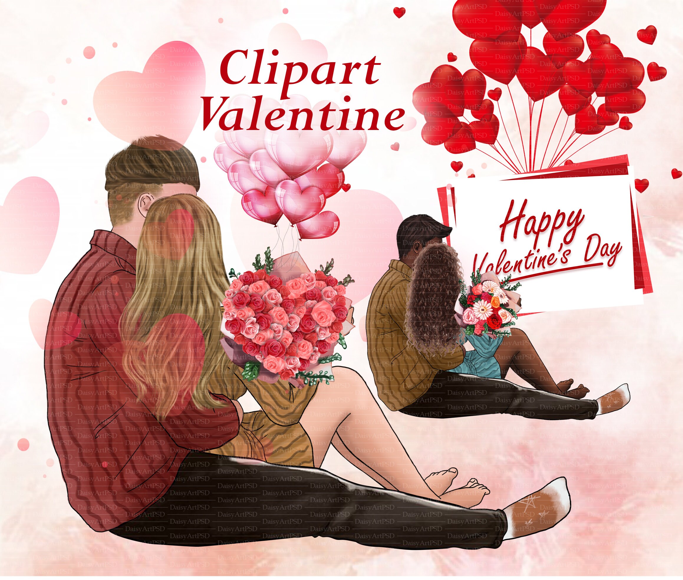 Download Valentine S Day Clip Art Valentine S Card Creator Custom Postcard Love Couple Clipart Couple Portrait Girl With
