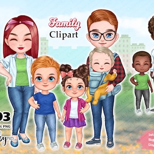Family Clipart: Mom, Dad, Kids PNG (Digital Download)