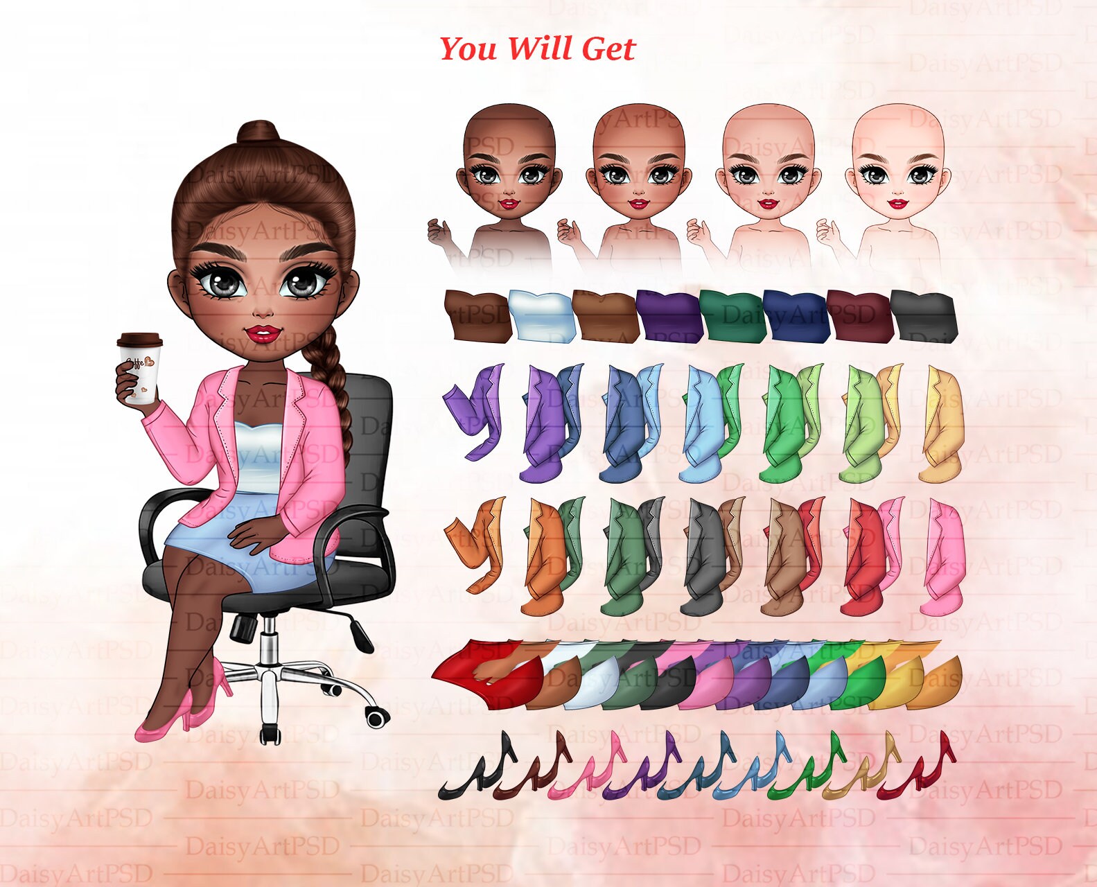 Office Girl Chibi Clipart: Business Woman PNG (digital Download) - Etsy