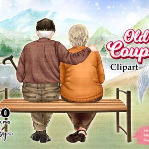 Älteres Ehepaar Clipart, Opa und Oma, Freundschaft Clipart, altes Ehepaar nervt sich gegenseitig, alte Freunde, alter Mann und Oma, alte Familie