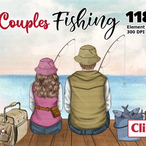 Imágenes prediseñadas de pareja de pescadores, pareja romántica, familia de pescadores, campamento en la naturaleza, paisaje del lago con caña de pescar, ideas de regalos para parejas.
