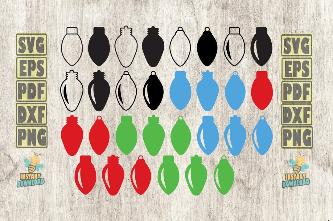 Christmas Light Bulb Svg, Christmas Xmas Svg Lights Template Tutorial