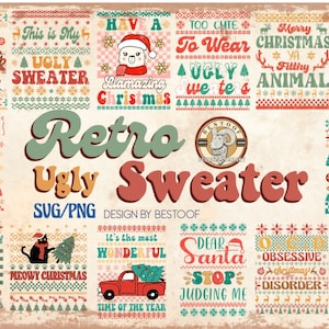 Retro Ugly Bundle Sweater SVG, Christmas PNG Bundle, Retro Christmas SVG Bundle, Christmas Retro Svg, Christmas Svg