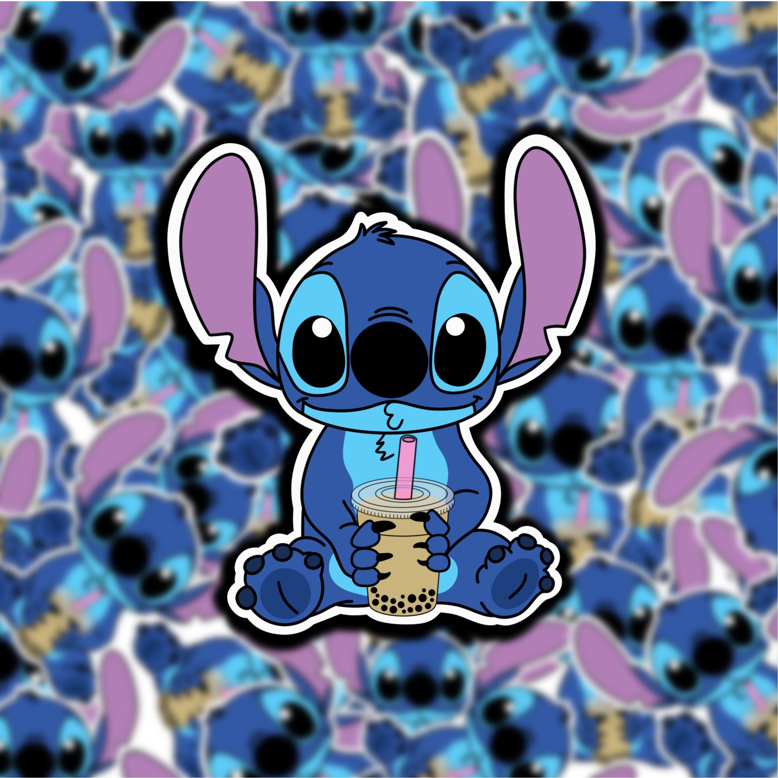 Stitch Holding Boba Etsy