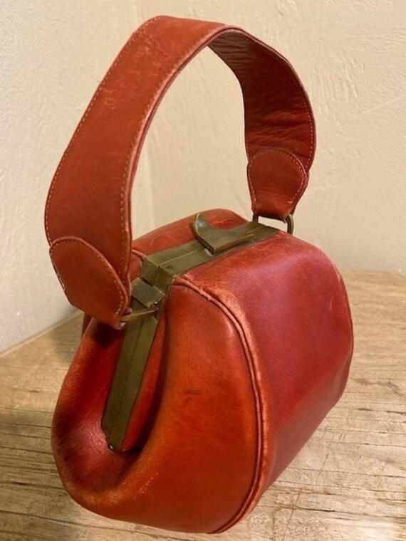 Art Deco Vintage 40's Leather Hexagon purse