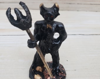 Satan Color Black Size 3.5" Satan / Diablo / Angel Negro/ Devil / Evil / Statue Figurine Collectible Handmade / Made of Resi / Baphomet