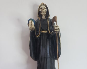 Santa Muerte Color Black 13" Holy Death Sculpture / Grim Reaper / Love / Buena Suerte Color Negra / Dinero / Amor