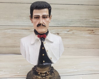 Jesus Malverde weiße Büste Figur Handarbeit / Estatua Abbildung 12 &quot;Hecha a Mano - Glück Geld - Liebe