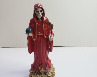 Santa Muerte Color Red 13" Holy Death Sculpture / Grim Reaper / Love / Buena Suerte Color Roja / Dinero / Amor
