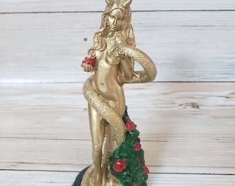 Lilith Demon Girl Sculpture / Woman / Female / Color Gold Size 8" Handmade Resin Unique Piece / Color Oro Hecha a Mano Resina Unica