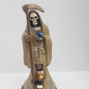 Santa Muerte Color Bone 13&quot; Holy Death Statue / Grim Peaper / Curada / Color Hueso Para La Buena Suerte  & Protecion / Fix (Classic 02)