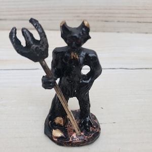 Handmade Resin Satan Figurine: Black Devil Statue (3.5&quot;)