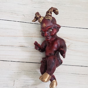 Szatan Czerwony 9" X 4" Szatan / Diablo / Anioł Murzyn / Diabeł / Zło / Figurka kolekcjonerska Ręcznie robiona / Wykonana z Resi / Baphomet
