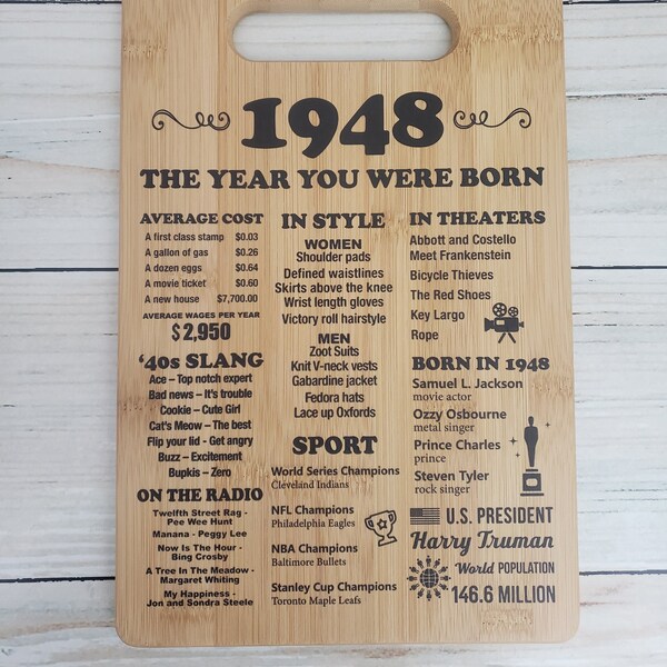 Year You Were Born Cutting Board - Etsy