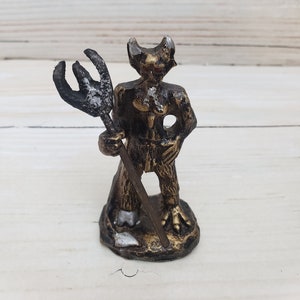 Handmade Resin Satan Figurine: Gold Devil Statue (3.5&quot;)