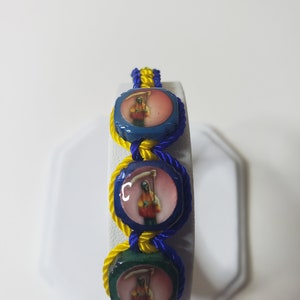 Santa Muerte 7 Powers Bracelet: Silk Thread & Wood, Adjustable
