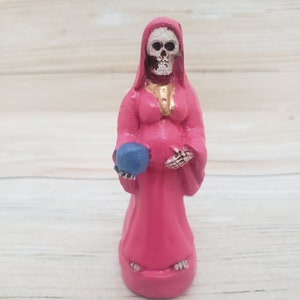 Santa Muerte Statue: Pink Holy Death, Fertility & Protection, 6&quot;