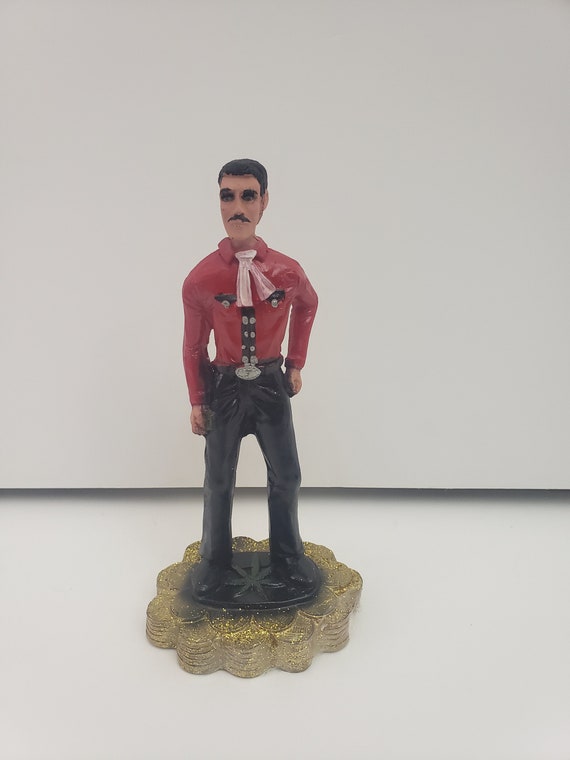 Jesus Malverde Standing Color Red Statue Handmade / Estatua Etsy