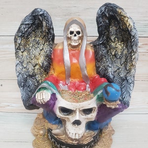 Santa Muerte Statue: Blessed Rainbow Holy Death, 11&quot;x10&quot;
