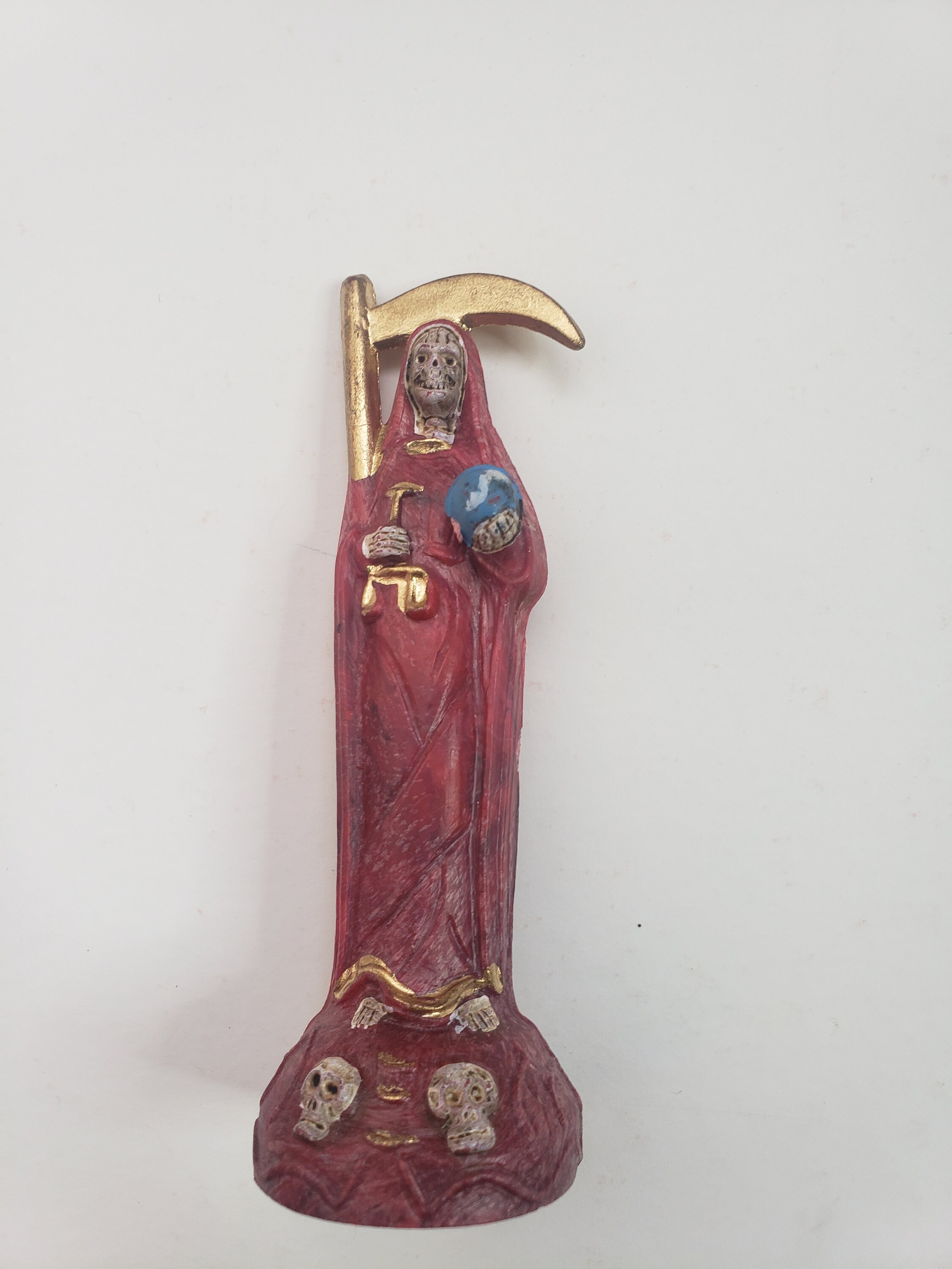 Santa Muerte Color Red 5.5" Holy Death Statue / Grim Reaper /  Para La Buena Suerte  & Protecion / Luck / Care