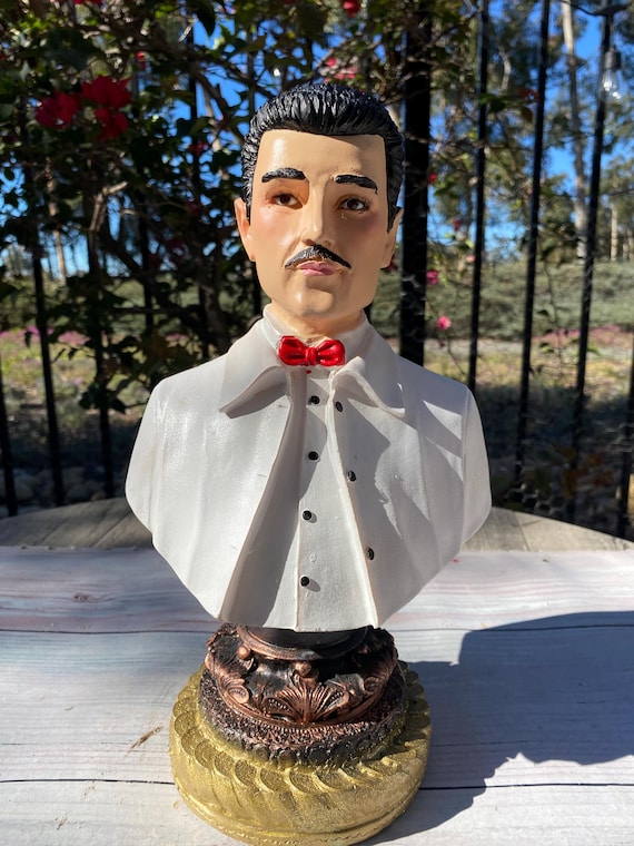 Jesus Malverde White Bust Figurine Handmade/ Estatua Figure 12.5