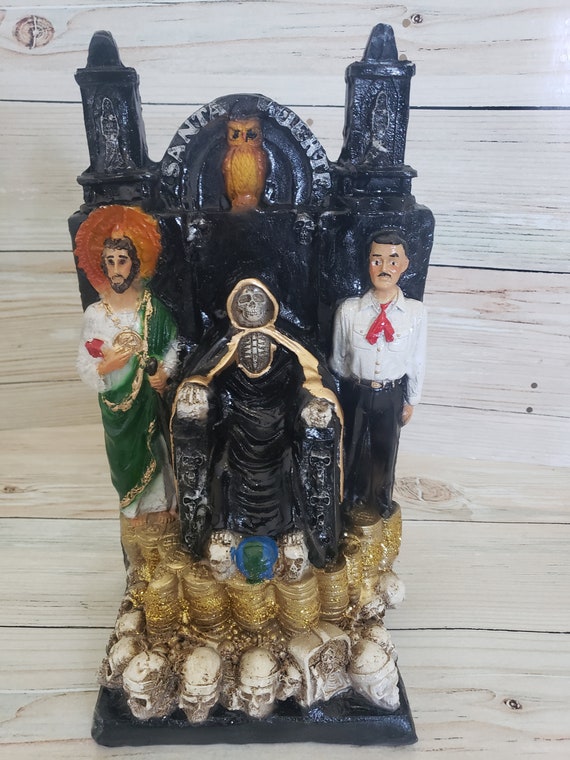 Handmade Jesus Malverde, Santa Muerte & San Judas Statue (14.5