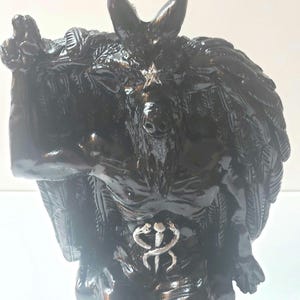 Templariusz Sabat Koza Baphomet Szatan Czarny 10" X 6"/ Diabeł / Zło / Figurka Statua Kolekcjonerska Ręcznie wykonana / Wykonana z żywicy