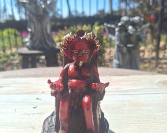 Handmade Red Baphomet Resin Statue: 5.5&quot; Satanic Figurine