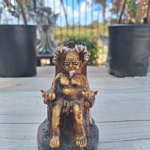 Handmade Gold Baphomet Resin Figurine - 5.5" Satanic Statue - Demon - Devil