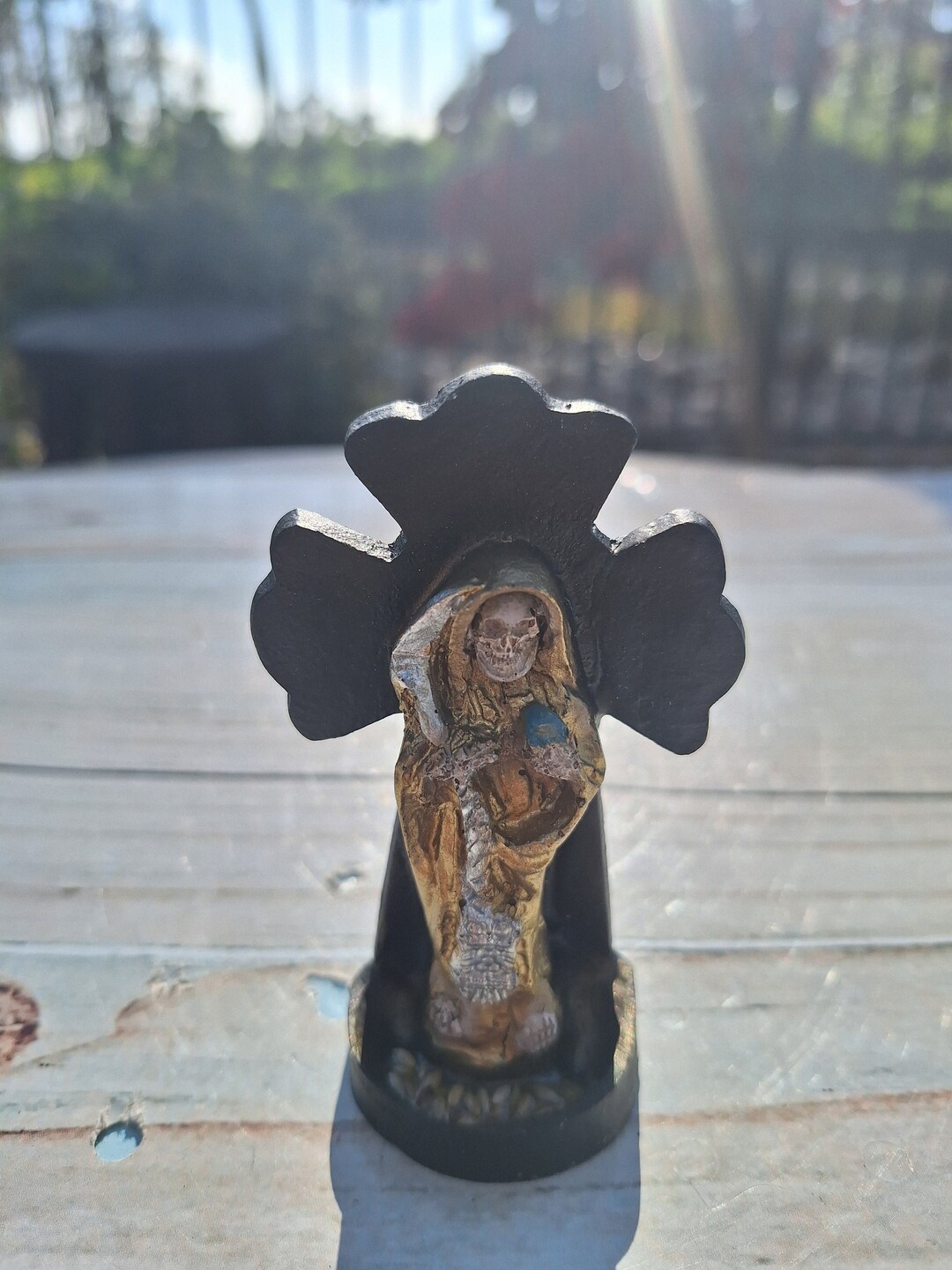 Santa Muerte Color Gold 4 Holy Death Statue curada Color Oro Magic Luck ...