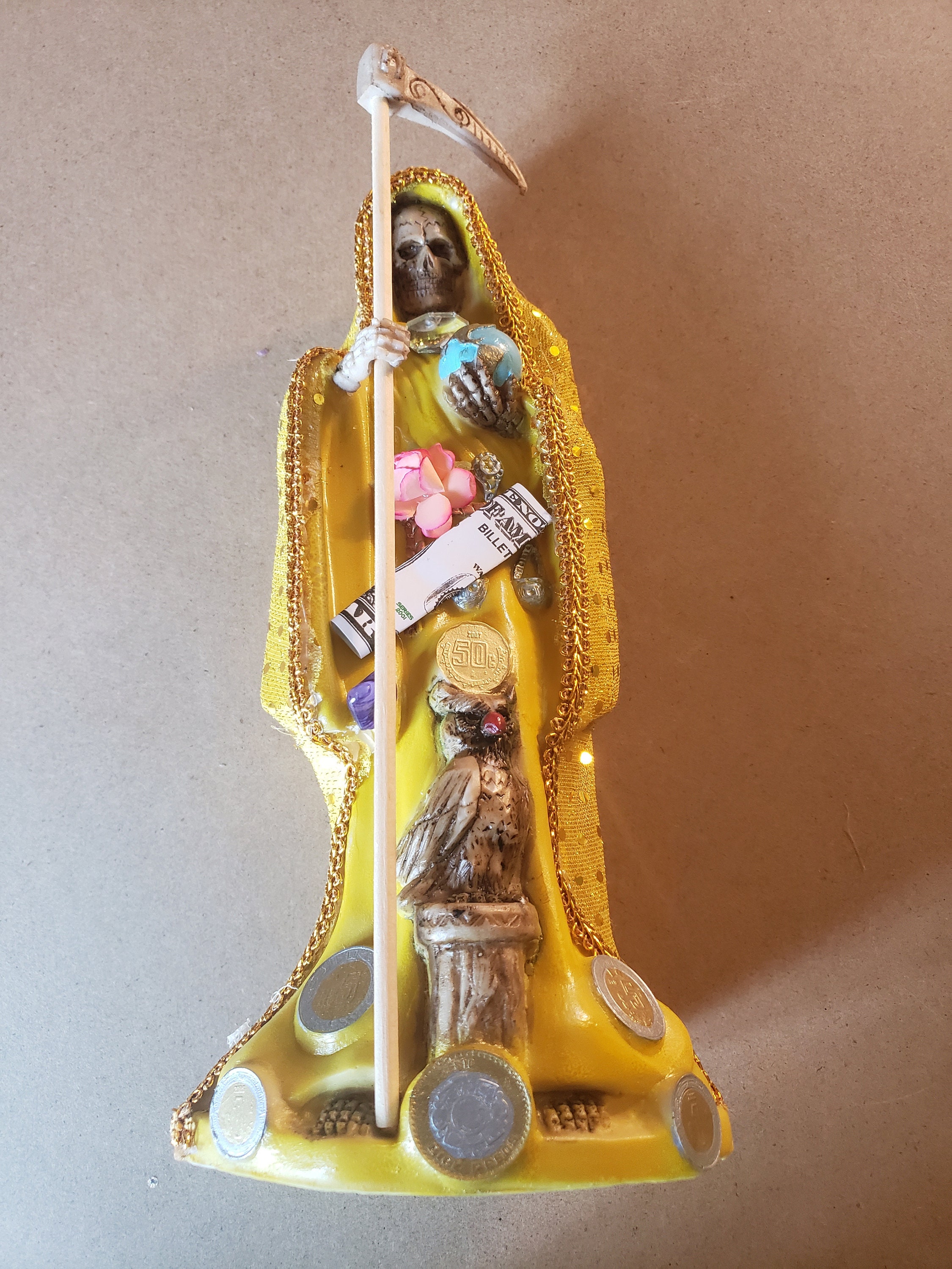 Santa Muerte Color Yellow Size 12 Holy Dead Statue / | Etsy