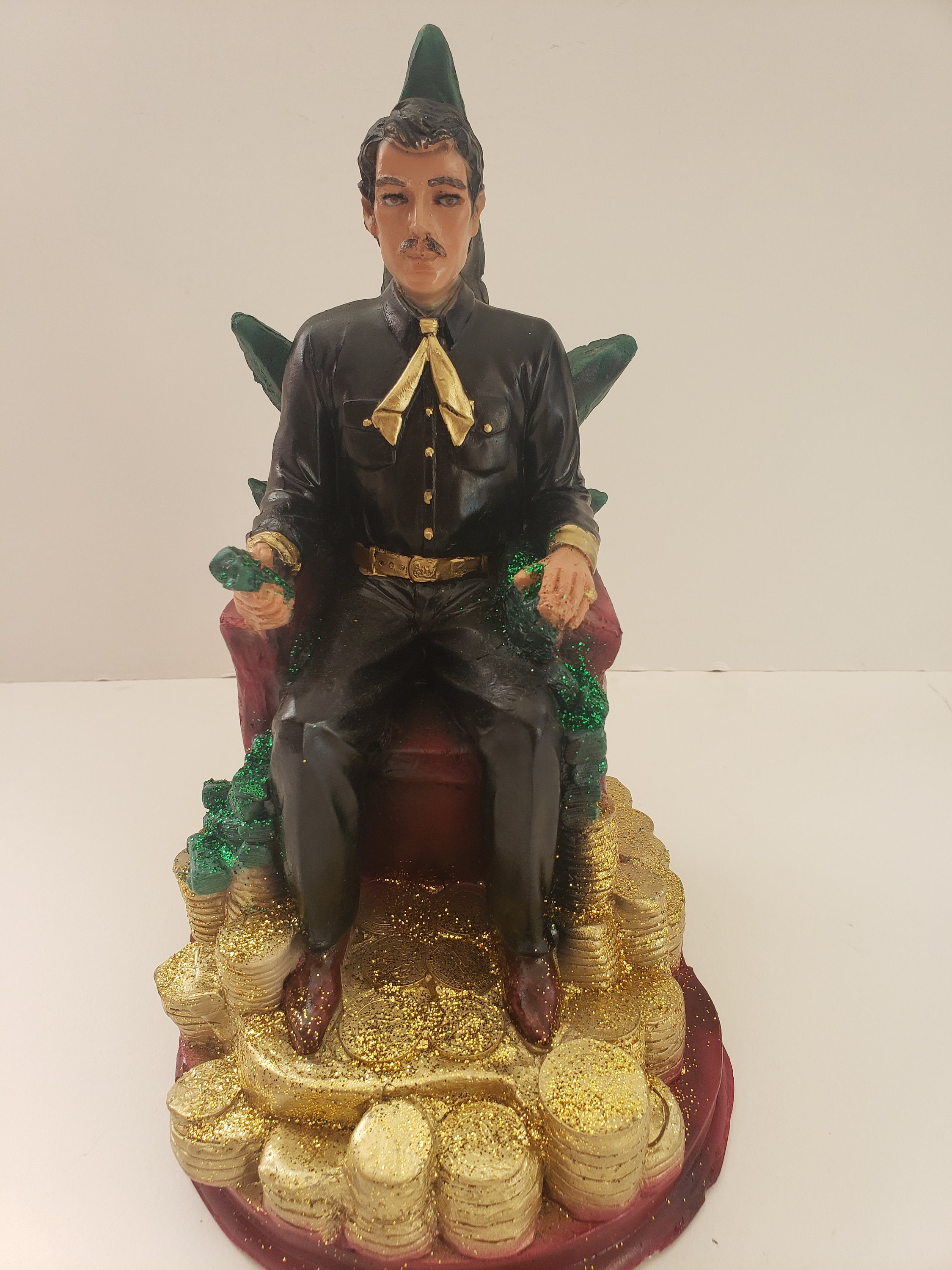 Handmade Jesus Malverde Resin Figurine: Money & Luck Statue (12