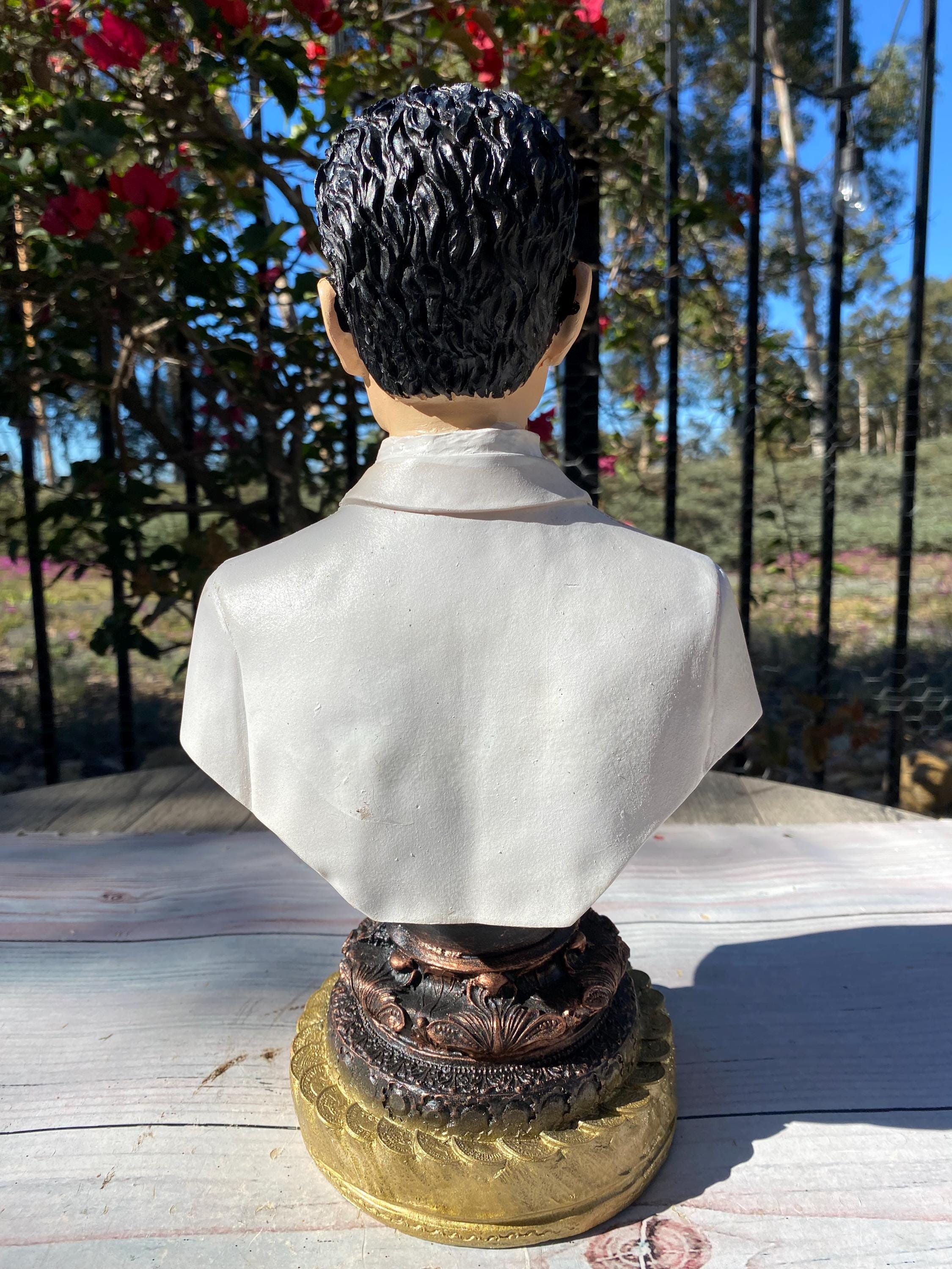 Jesus Malverde White Bust Figurine Handmade/ Estatua Figure 12.5
