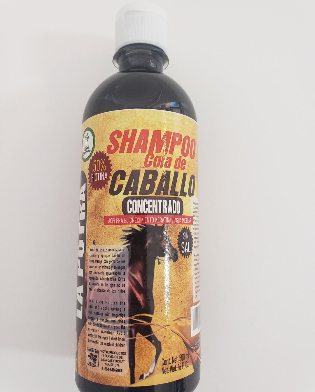Shampoo Cola De Caballo Concentrado La Potra 16oz Acelera El