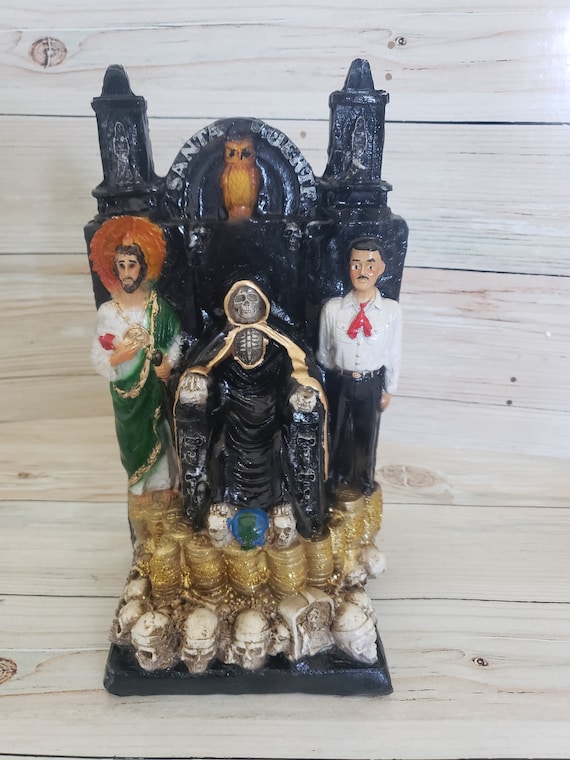 Handmade Jesus Malverde, Santa Muerte & San Judas Statue (14.5