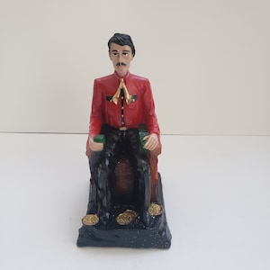 Jesus Malverde rote Figur handgemacht / Estatua Figur 8 &quot;X 4&quot; / Geld / Glück / Liebe