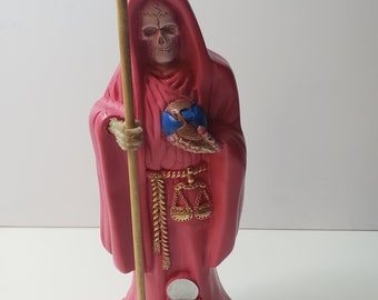 Santa Muerte Color Pink 13" Holy Death Statue / Grim Peaper / Curada / Color Rosada  Para La Buena Suerte  & Protecion / Luck / Fix / Care