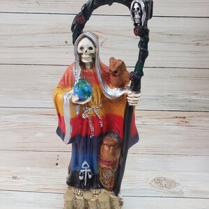 Santa Muerte With Snakes Color Rainbow 17&quot; X 6&quot; Holy Death Sculpture / Grim Reaper / Love / Buena Suerte Color 7 Poderes / Dinero / Amor
