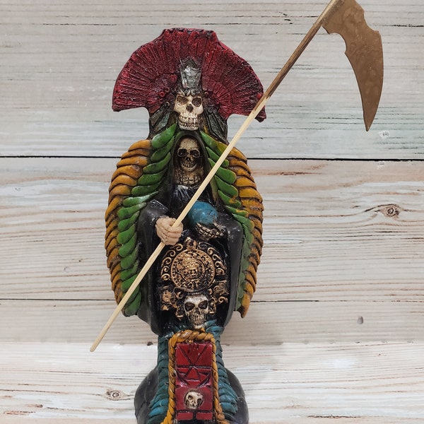 Santa Muerte Bendesida Azteca - 13"X6" Couleur Noir - Rainbow - Holy Death Fix - Grim Reaper - Love - Money - Luck/ Buena Suerte