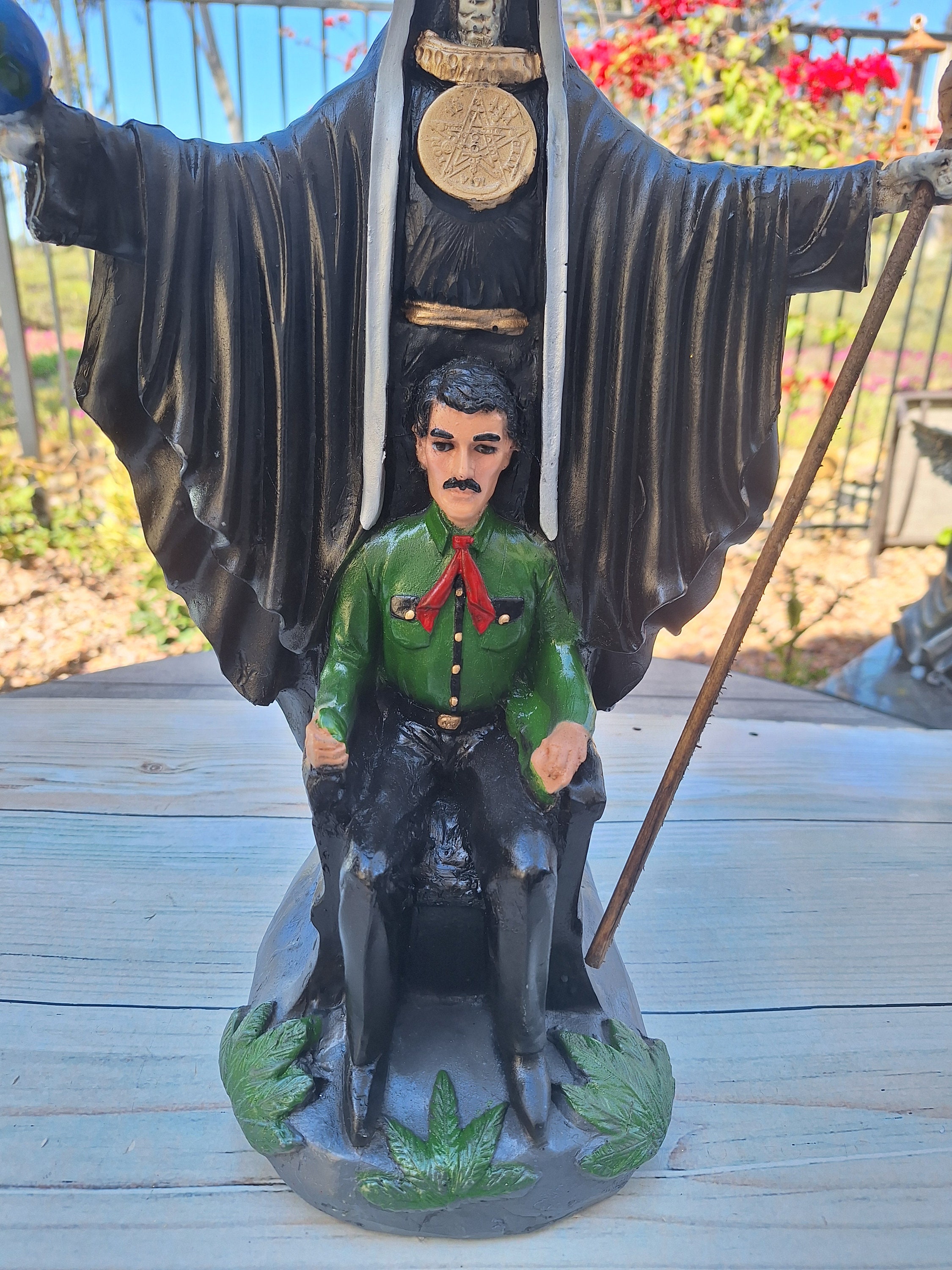 Santa Muerte & Jesus Malverde Color Black Size 16.5