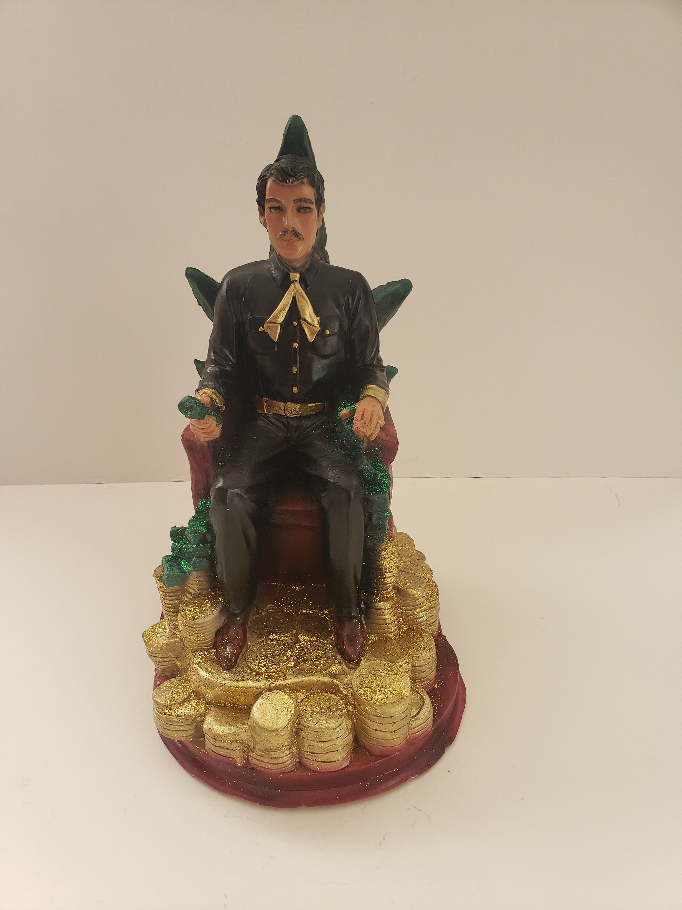 Handmade Jesus Malverde Resin Figurine: Money & Luck Statue (12