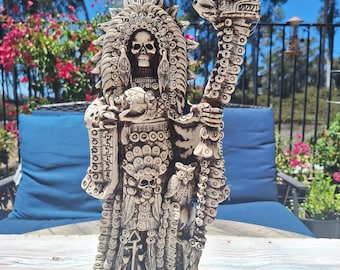 Santa Muerte Bendesida White - Bone - Azteca - 17" X 7" Holy Death Fix - Grim Reaper - Blanca - Money -Luck/ Buena Suerte / Hueso - Handmade