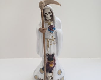 Santa Muerte Farbe Weiß 33 cm Heiliger Tod Statue / Sensenmann / Curada / Color Blanca Para La Buena Suerte & Schutz / Fix Classic (02)