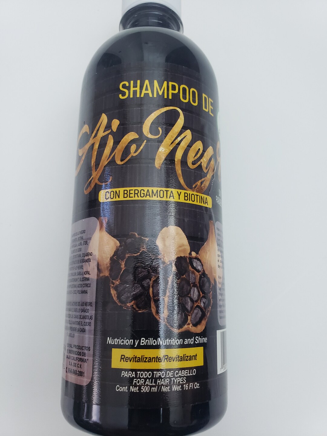 Shampoo De Ajo Negro Con Bergamota Y Biotina 16oz Nutricion Y Brillo