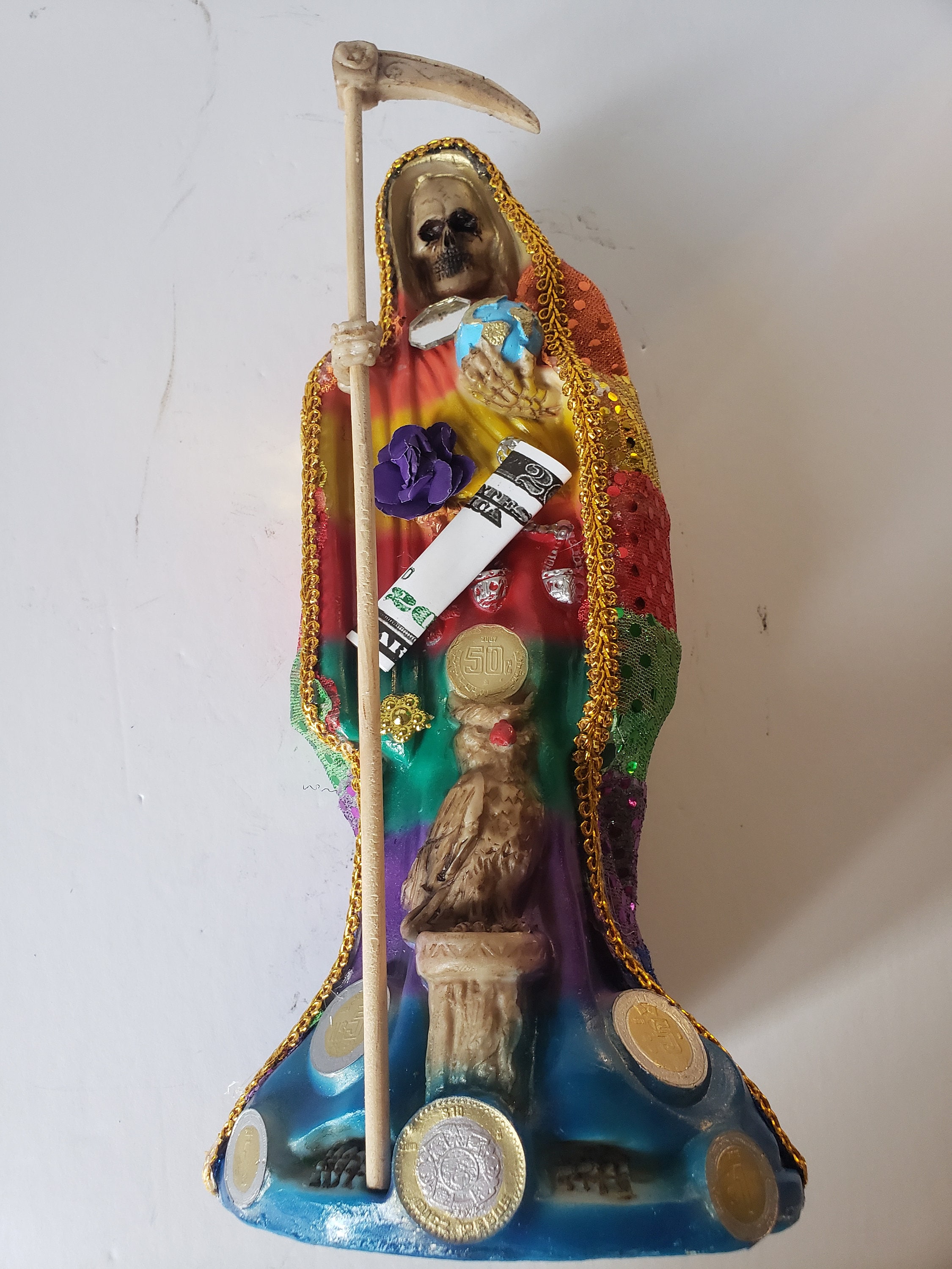 Santa Muerte Color Rainbow Size 12 Holy Dead Statue / Etsy